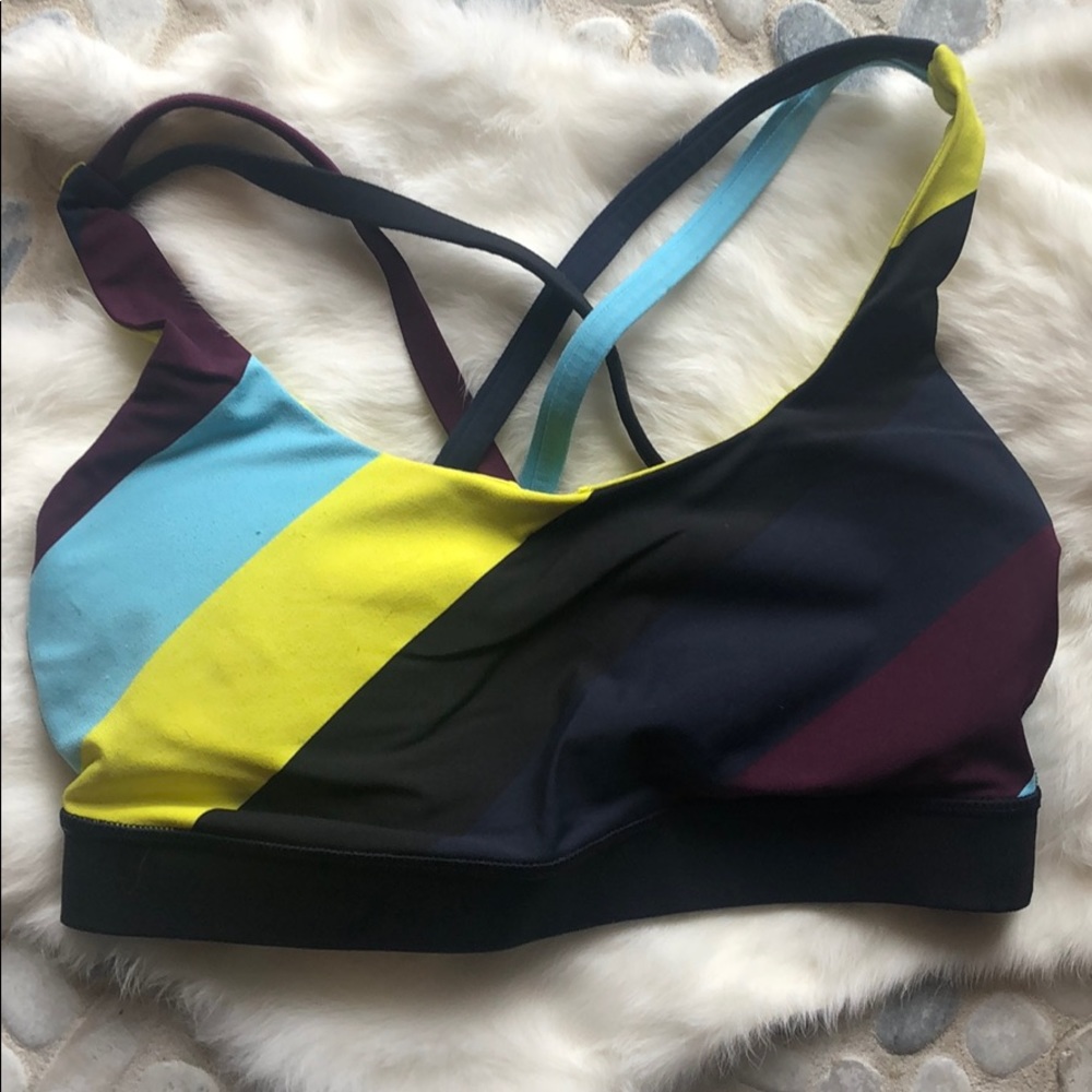 Lululemon energy bra in multi colored stripes.